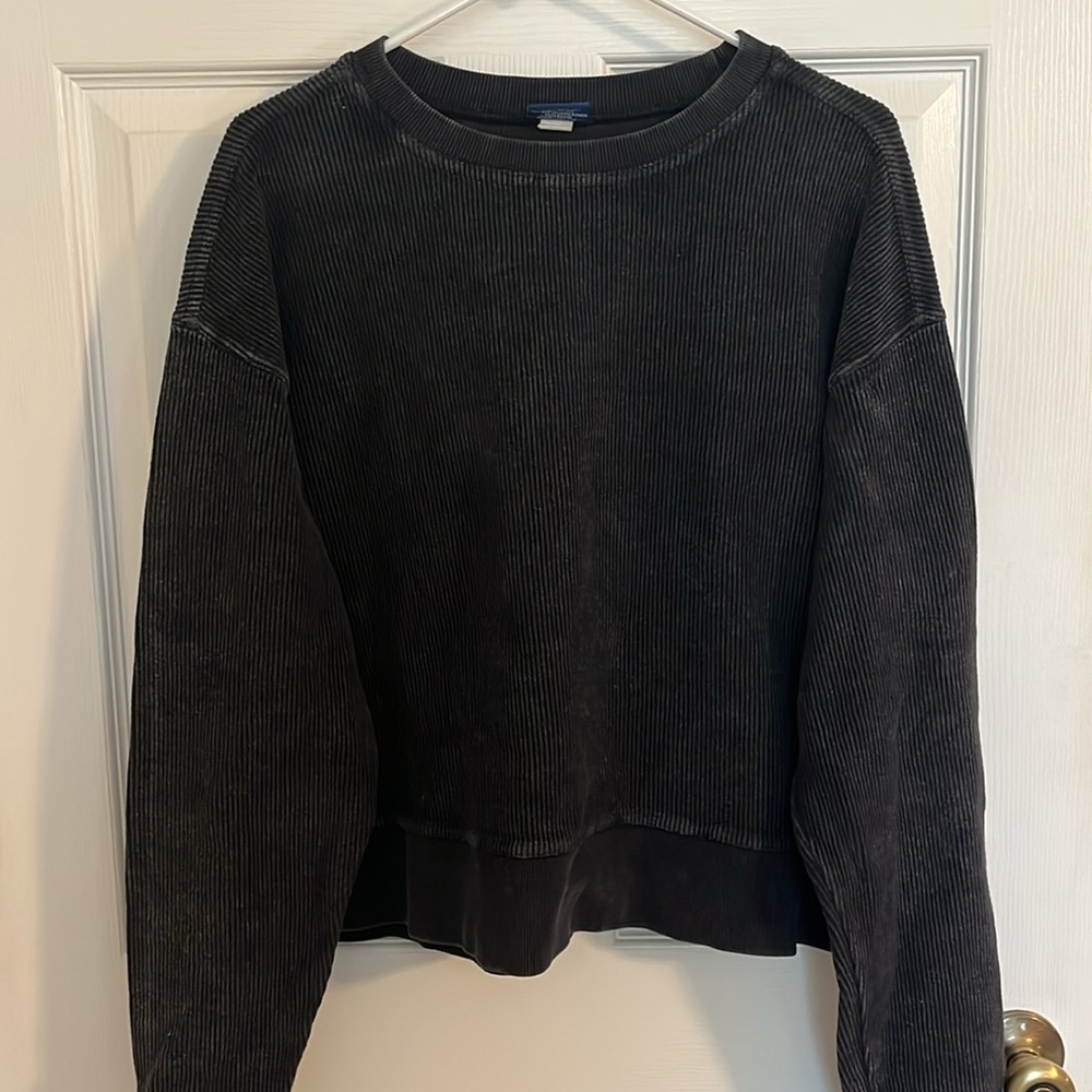 Women's Ribbed Crewneck, Black